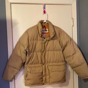 Mens The North Face Vintage Puffer Ski Winter Jacket Coat Size Small Tan